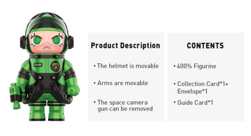 Perfect Pop Mart Mega Space Molly The Lamborghini Astronaut 400% Action Figure - Image 6